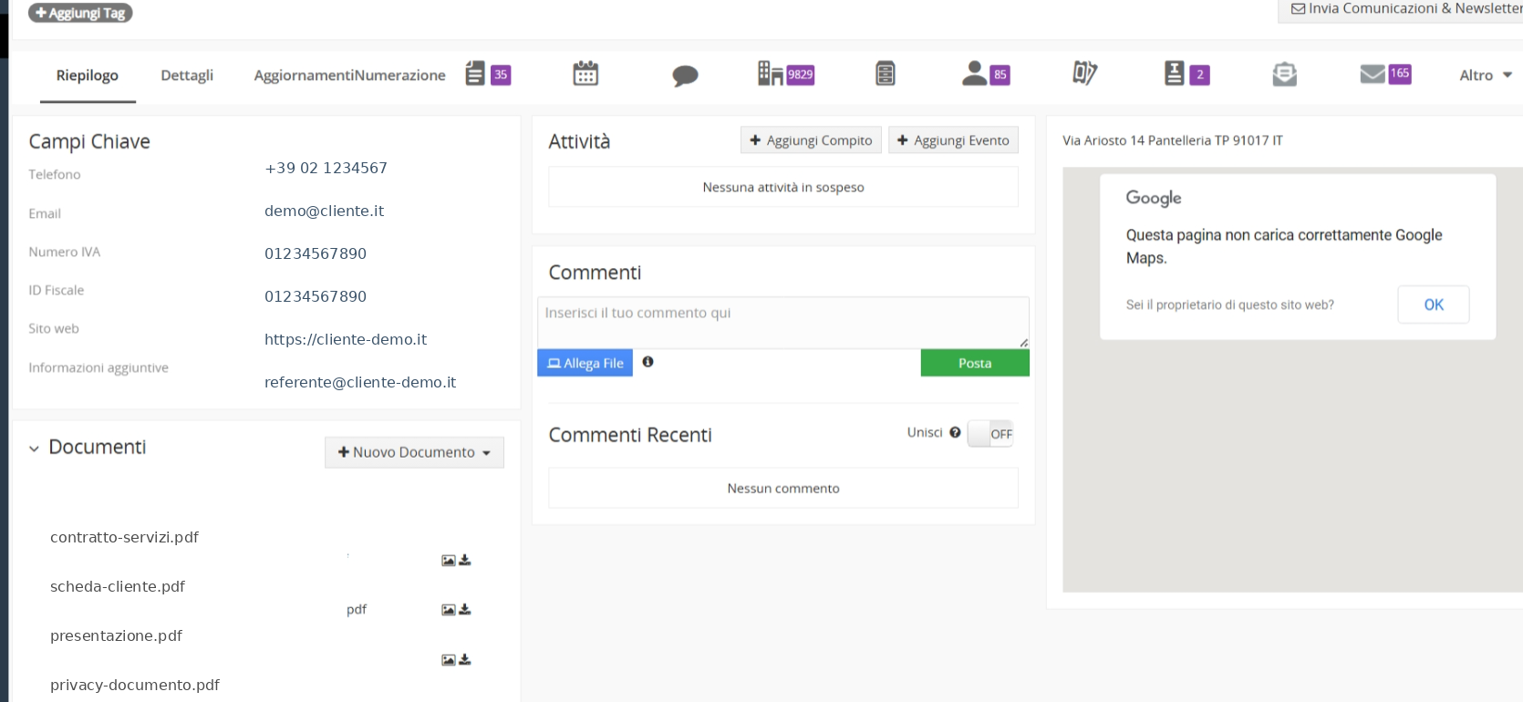 Dettaglio cliente Orbix CRM